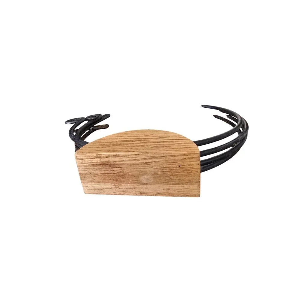 Wrought Iron Skewer Set w/ Wood Base Rustic Artisan Kabob Charcuterie - Picture 11 of 11